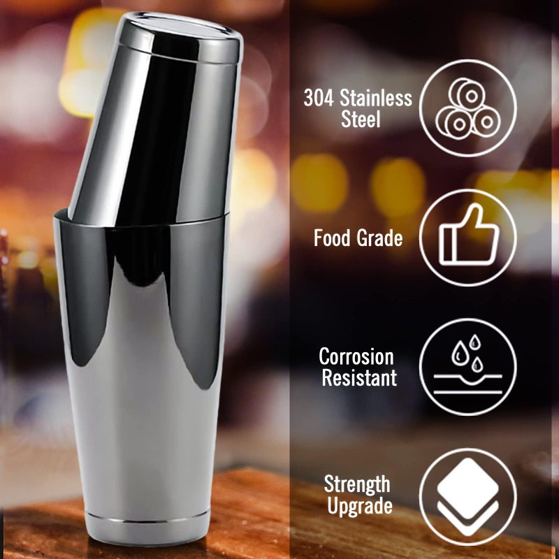 SuproBarware Stainless Steel Cocktail Shaker 2 Piece 18oz Unweighted & 28oz Weighted Professional Bartender Boston Shaker Drink Mixer for Bartending Essential Bar Tools - BLACK - Image 4